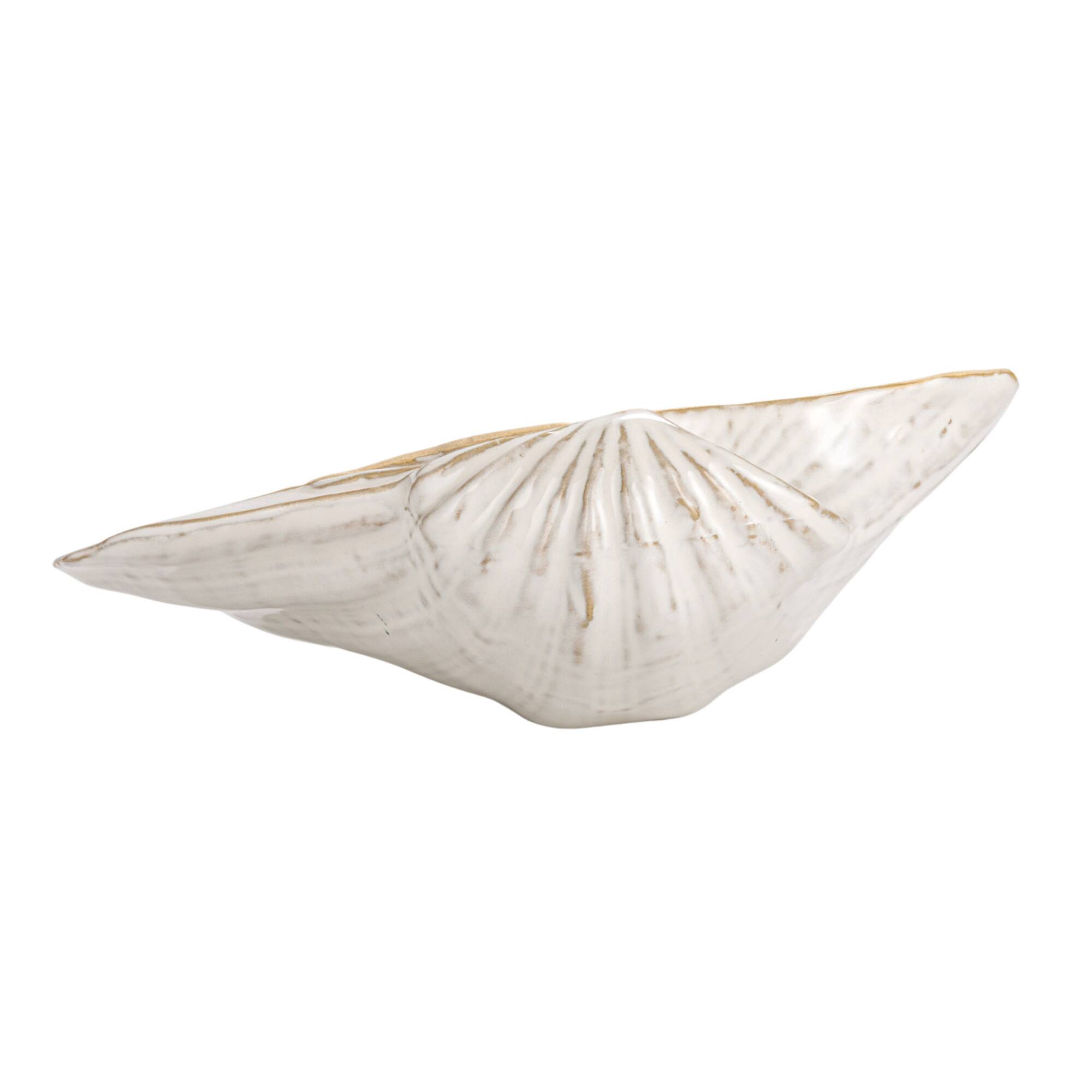 Hello Honey® 8" White Reactive Crackle Glaze Stoneware Shell Plates, 4ct.